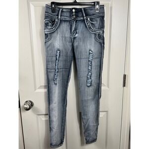 Noble Jean Trendy Stretchy Grunge Ripped Skinny Jeans Juniors Size 15